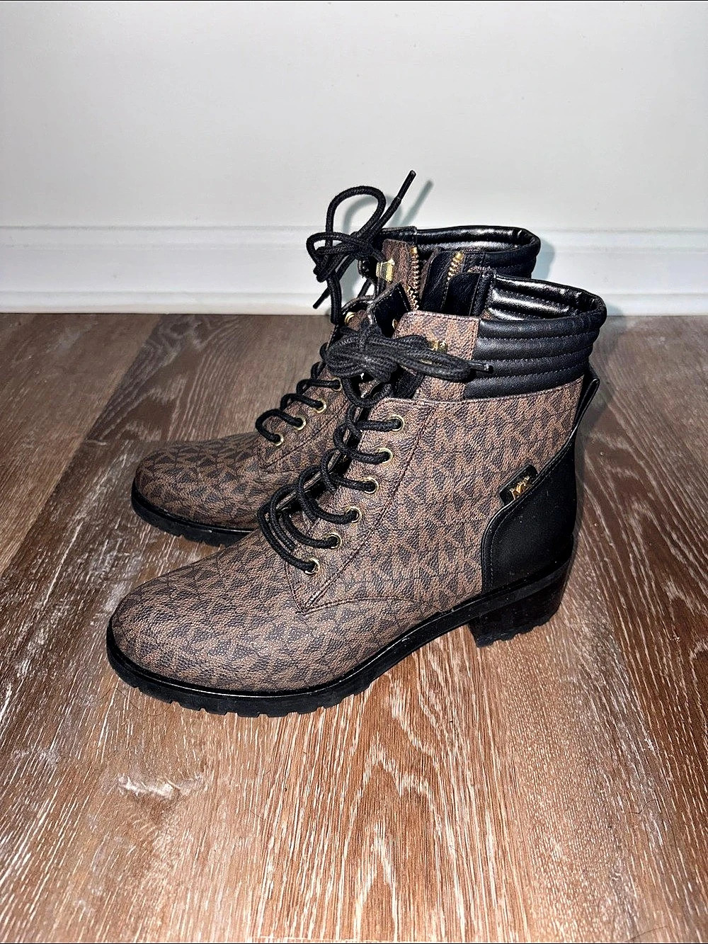 Michael Kors Corey Logo Combat Boot Brown & Black